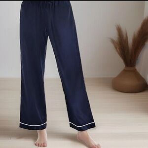 HOUSE OF HARLOW Lounge Pants Womens Large Black Satin Print Pajama Bottoms EUC